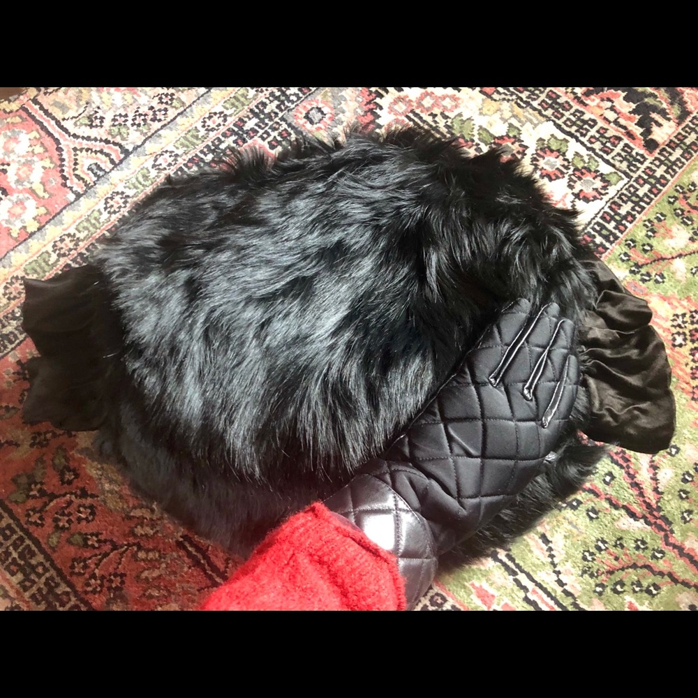 Authentic Black Long Fur Muff - image 1